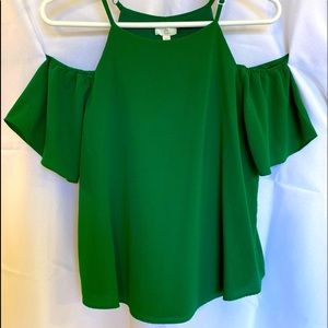 Charming Charlie emerald green, off-shoulder top size MEDIUM.